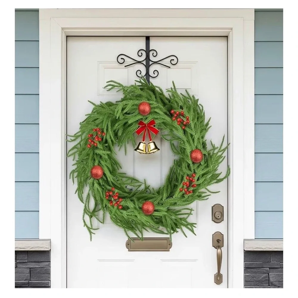 9FT Real Touch Norfolk Pine Artificial Christmas Garland with Hanging‎ Ring
